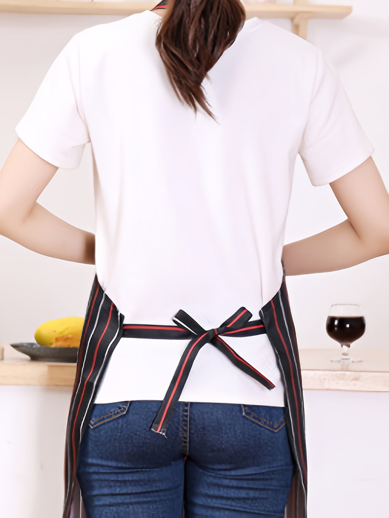 Fashionable Striped Halter Neck Apron for Men and Women, Casual Style, Non-Stretch Fabric, Tie-Back Detail, All-Season Wear, Adjustable Neck Strap, Durable Kitchen and Restaurant Apron, Adjustable Apron | Striped Apron | Quality Craftsmanship