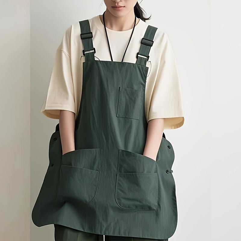 Dual-Sided Apron, Solid Color Polyester, Reversible Design for Painting, Coffee Shop, Barber, Office - Woven Fabric, 160g\u002Fm², Adjustable Straps, Unisex, Versatile Apron | Solid Color Apron | Durable Apro