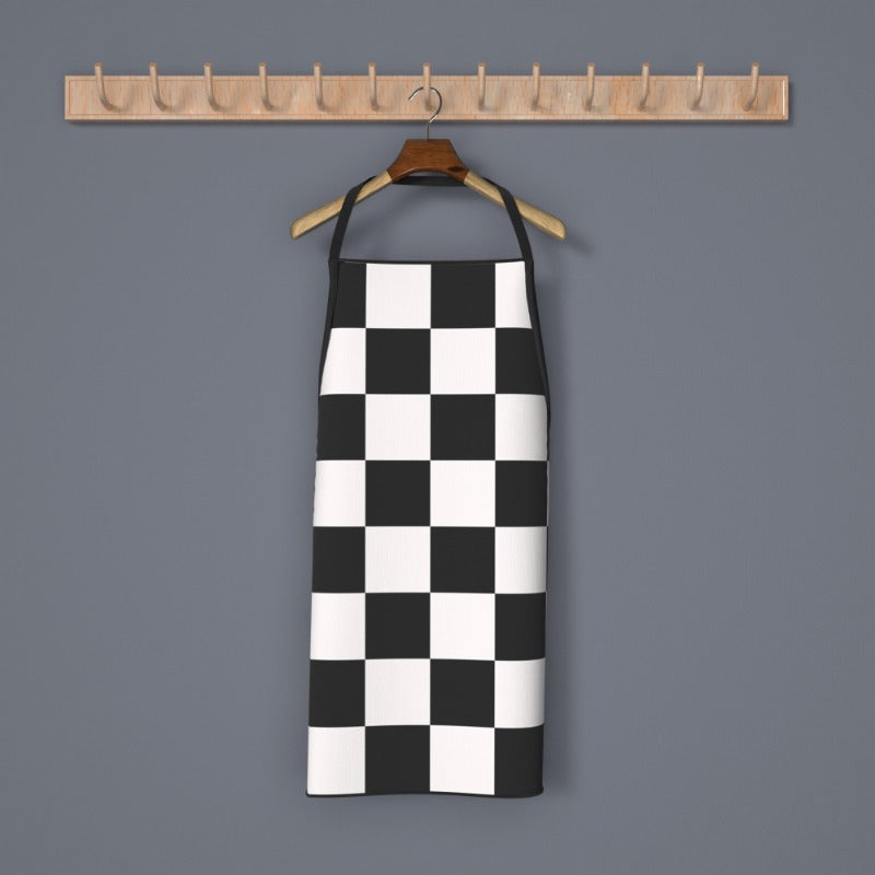 1pc Classic Black & White Checkered Apron - Durable Polyester, 23.6x31.5 Inches with Adjustable Neck & Waist Straps - Ideal for Cooking, Baking, Gardening | Stylish Kitchen Wear & Great Holiday Gift