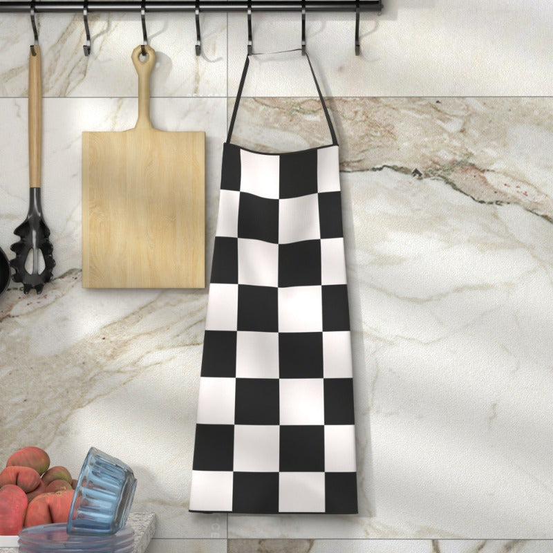 1pc Classic Black & White Checkered Apron - Durable Polyester, 23.6x31.5 Inches with Adjustable Neck & Waist Straps - Ideal for Cooking, Baking, Gardening | Stylish Kitchen Wear & Great Holiday Gift
