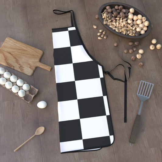 1pc Classic Black & White Checkered Apron - Durable Polyester, 23.6x31.5 Inches with Adjustable Neck & Waist Straps - Ideal for Cooking, Baking, Gardening | Stylish Kitchen Wear & Great Holiday Gift