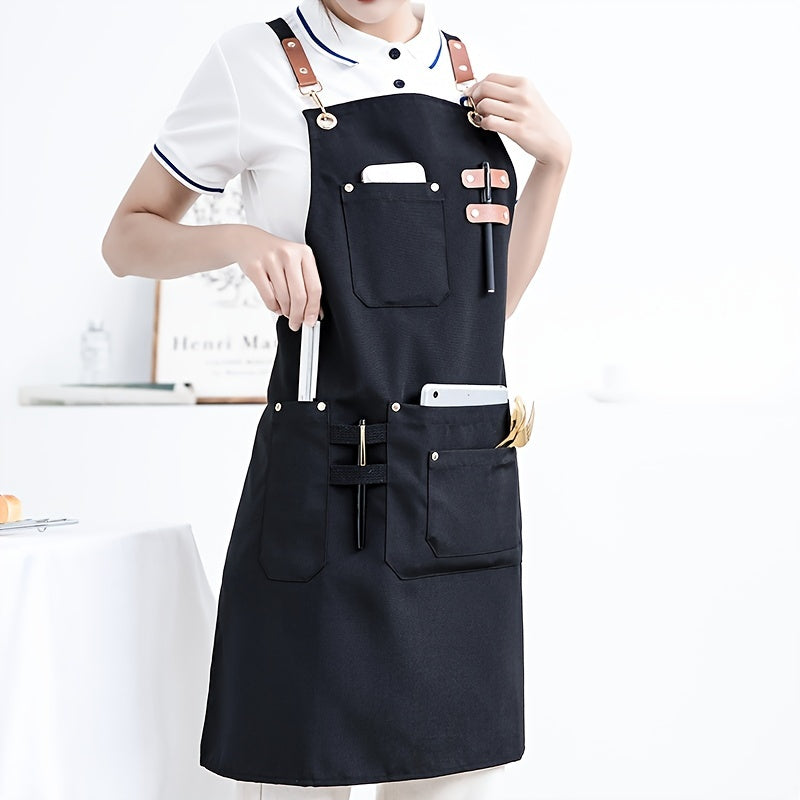 One Polyester Multi-Pocket Apron Suitable for Restaurant Kitchen Coffee Shop Bubble Tea Pet Grooming Barber Work Apron Unisex
