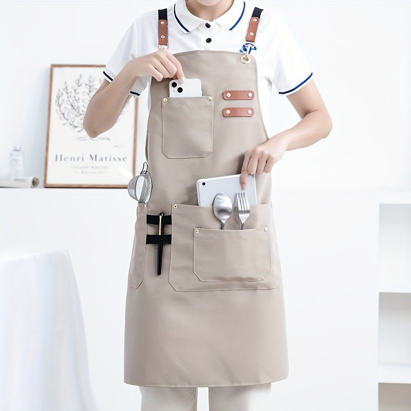 One Polyester Multi-Pocket Apron Suitable for Restaurant Kitchen Coffee Shop Bubble Tea Pet Grooming Barber Work Apron Unisex