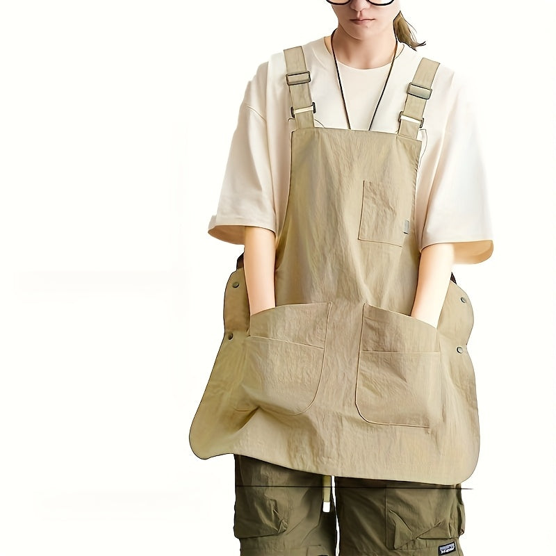 Dual-Sided Apron, Solid Color Polyester, Reversible Design for Painting, Coffee Shop, Barber, Office - Woven Fabric, 160g\u002Fm², Adjustable Straps, Unisex, Versatile Apron | Solid Color Apron | Durable Apro