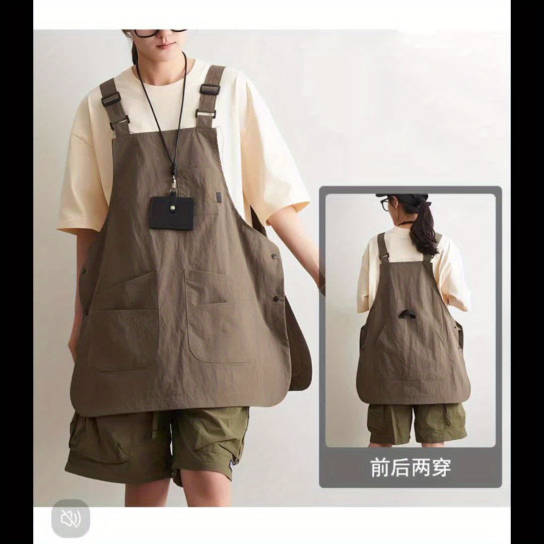Dual-Sided Apron, Solid Color Polyester, Reversible Design for Painting, Coffee Shop, Barber, Office - Woven Fabric, 160g\u002Fm², Adjustable Straps, Unisex, Versatile Apron | Solid Color Apron | Durable Apro