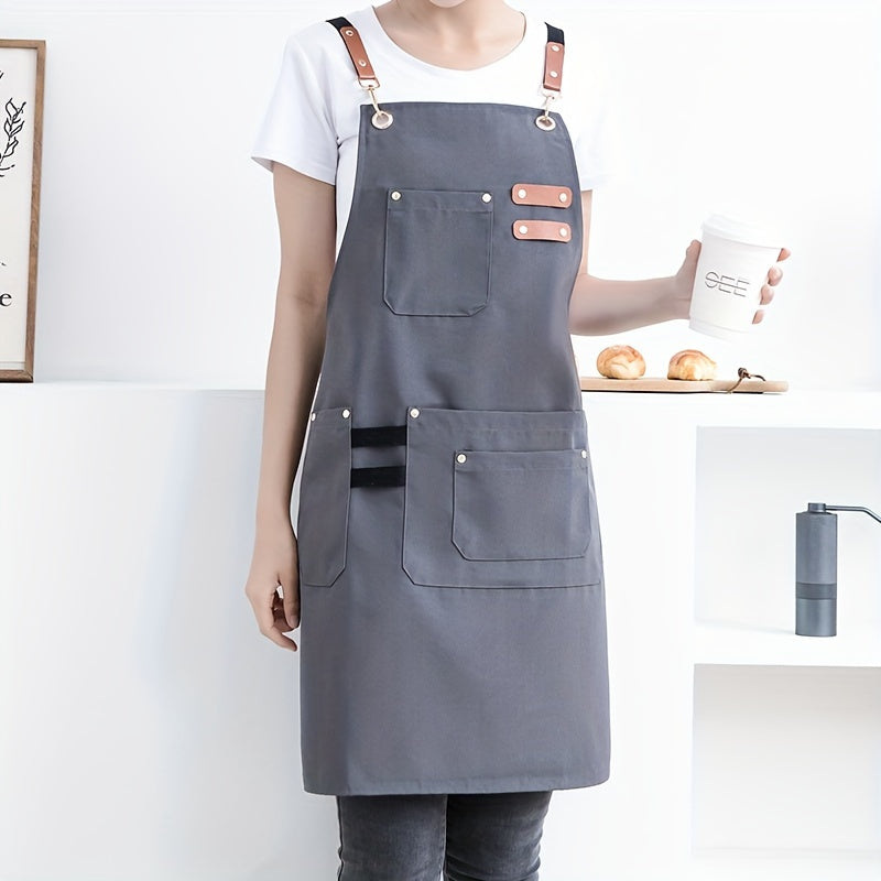 One Polyester Multi-Pocket Apron Suitable for Restaurant Kitchen Coffee Shop Bubble Tea Pet Grooming Barber Work Apron Unisex
