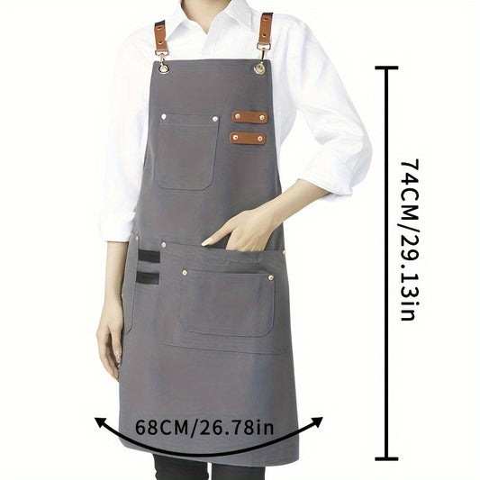 One Polyester Multi-Pocket Apron Suitable for Restaurant Kitchen Coffee Shop Bubble Tea Pet Grooming Barber Work Apron Unisex