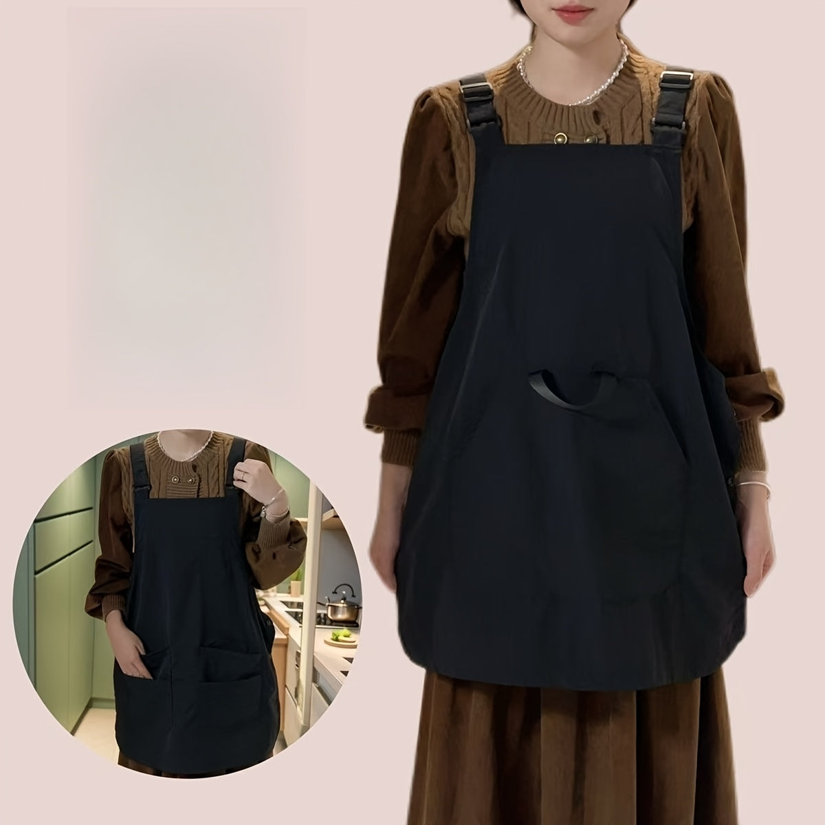 Dual-Sided Apron, Solid Color Polyester, Reversible Design for Painting, Coffee Shop, Barber, Office - Woven Fabric, 160g\u002Fm², Adjustable Straps, Unisex, Versatile Apron | Solid Color Apron | Durable Apro