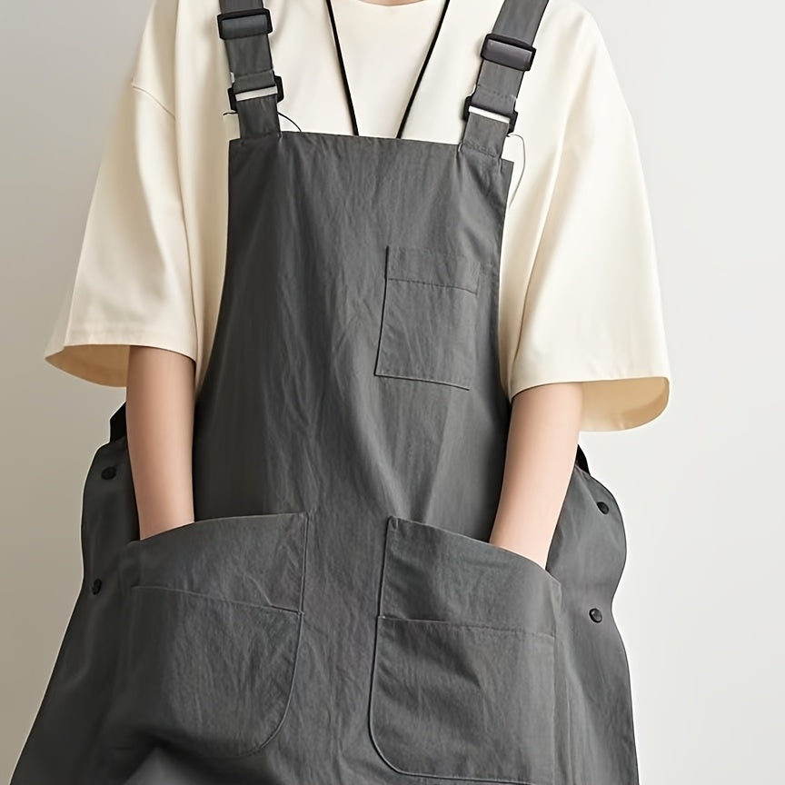 Dual-Sided Apron, Solid Color Polyester, Reversible Design for Painting, Coffee Shop, Barber, Office - Woven Fabric, 160g\u002Fm², Adjustable Straps, Unisex, Versatile Apron | Solid Color Apron | Durable Apro