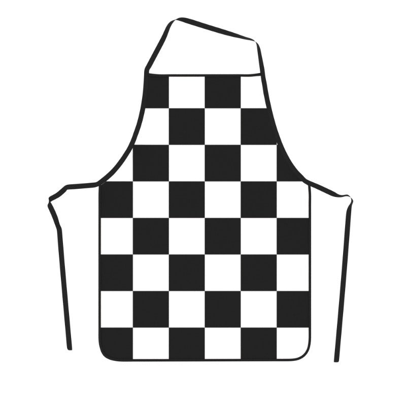 1pc Classic Black & White Checkered Apron - Durable Polyester, 23.6x31.5 Inches with Adjustable Neck & Waist Straps - Ideal for Cooking, Baking, Gardening | Stylish Kitchen Wear & Great Holiday Gift