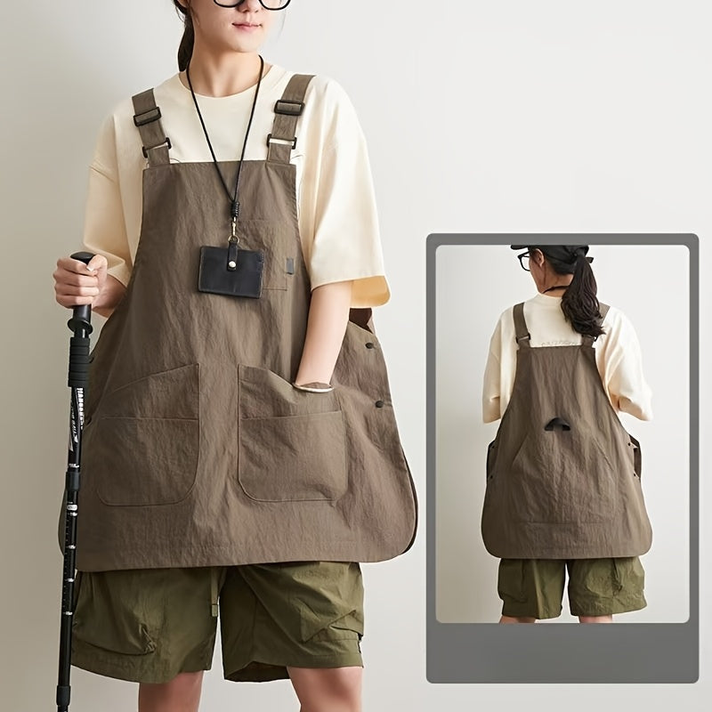 Dual-Sided Apron, Solid Color Polyester, Reversible Design for Painting, Coffee Shop, Barber, Office - Woven Fabric, 160g\u002Fm², Adjustable Straps, Unisex, Versatile Apron | Solid Color Apron | Durable Apro