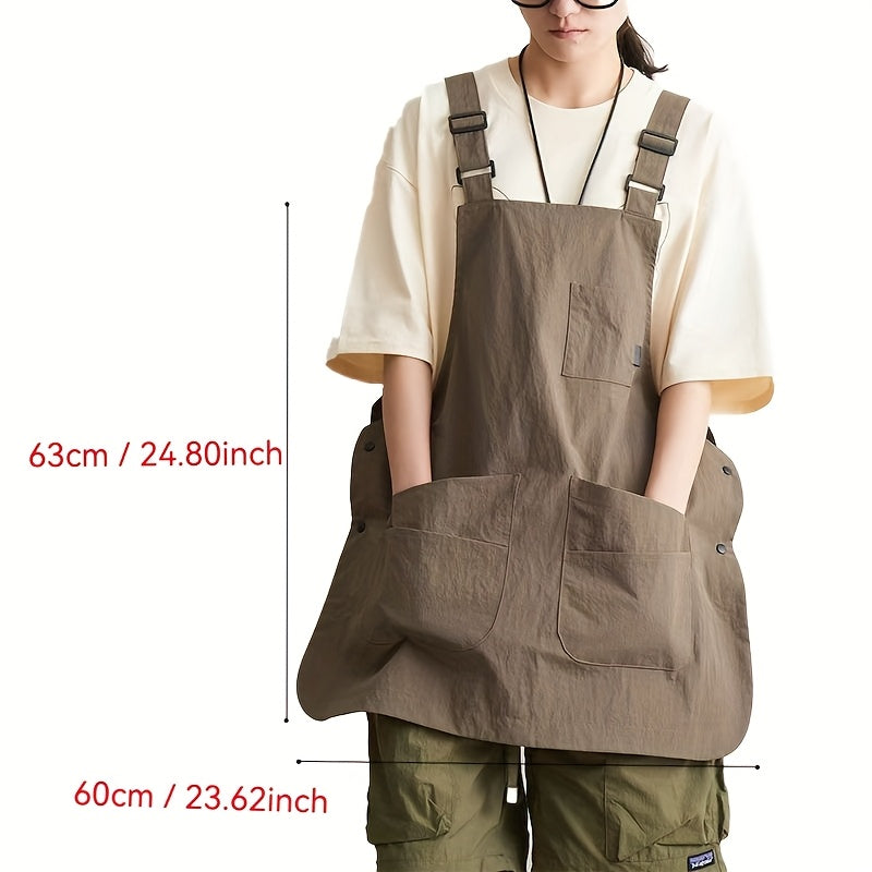 Dual-Sided Apron, Solid Color Polyester, Reversible Design for Painting, Coffee Shop, Barber, Office - Woven Fabric, 160g\u002Fm², Adjustable Straps, Unisex, Versatile Apron | Solid Color Apron | Durable Apro