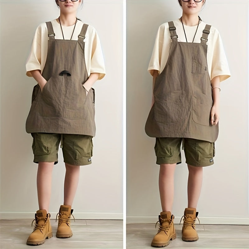 Dual-Sided Apron, Solid Color Polyester, Reversible Design for Painting, Coffee Shop, Barber, Office - Woven Fabric, 160g\u002Fm², Adjustable Straps, Unisex, Versatile Apron | Solid Color Apron | Durable Apro